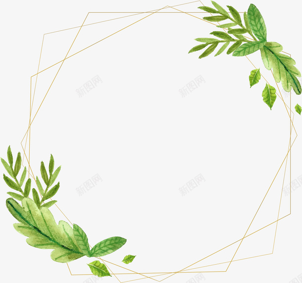 绿色树叶婚礼请帖矢量图ai免抠素材_88icon https://88icon.com 婚礼请帖 小清新 手绘风 树叶边框 矢量png 绿色树叶 邀请函 矢量图