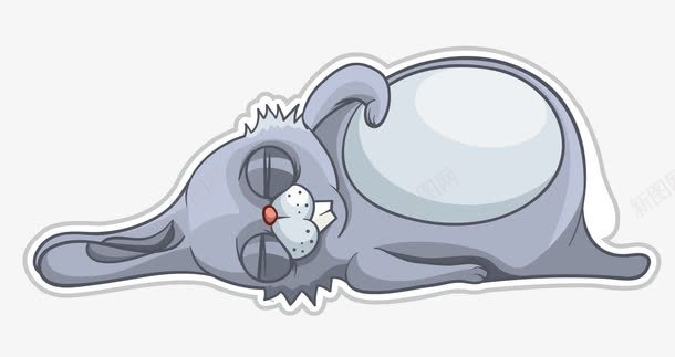 一只躺着的兔子png免抠素材_88icon https://88icon.com 动物 卡通 可爱 小灰兔 灰色的小兔子 睡觉 躺着