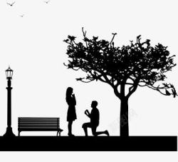 幸福浪漫公园中突如其来的求婚高清图片