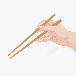 棕色筷子手拿筷子高清图片