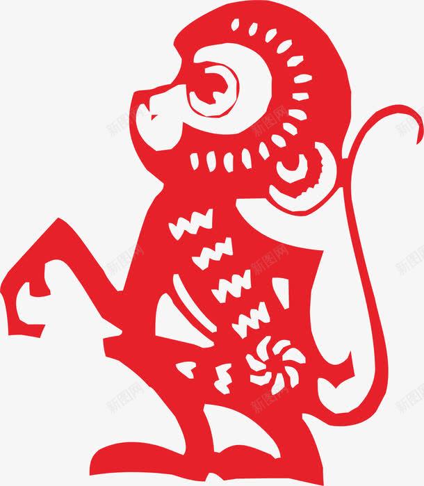 红色猴子创意剪纸png免抠素材_88icon https://88icon.com 剪纸 动物 属相 新年 猴子 窗花 简图 贴纸