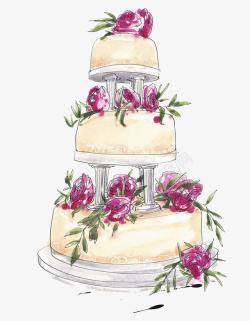婚礼蛋糕手绘素材