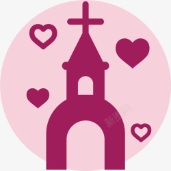 天主教紫色爱心十字架教堂高清图片