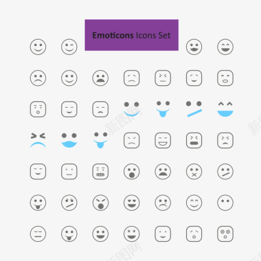 emoji表情EMOJI多种简洁线条表情包矢量图图标图标