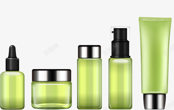 绿色化妆品一套元素png免抠素材_88icon https://88icon.com 一套 化妆品 绿色 设计模板