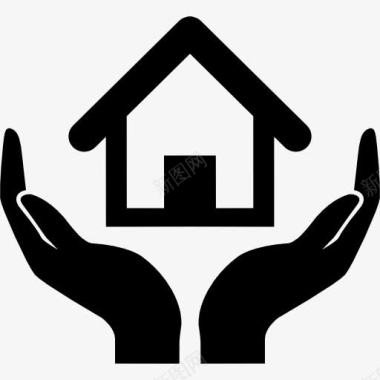 手拖房子家庭保险的象征房子在手图标图标