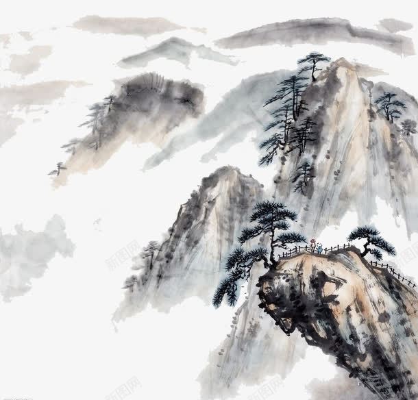 优美江南山水风景图png免抠素材_88icon https://88icon.com 工笔画 彩绘 水墨画 风景 风水