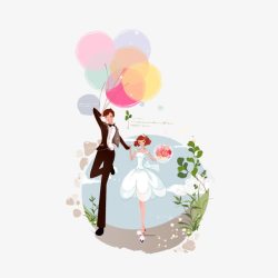 婚姻幸福幸福奔跑的新郎新娘高清图片