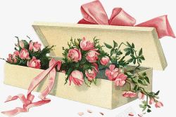 古典礼盒古典手绘鲜花礼盒高清图片