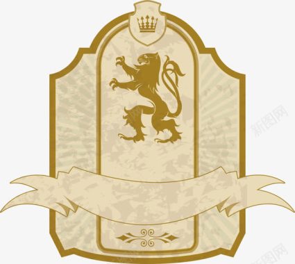 传统狮子狮子皇冠皇族图标图标