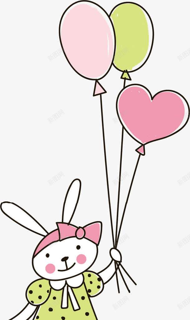 牵气球的兔子png免抠素材_88icon https://88icon.com 兔子 可爱 彩色 手绘的 气球 漫画 矢量的 简单