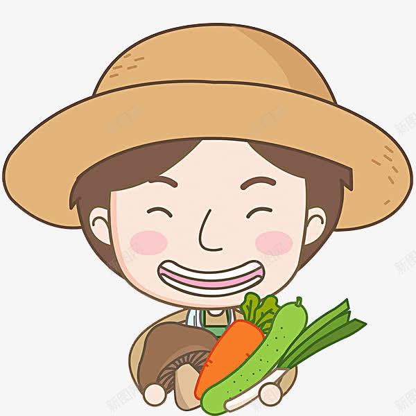 高兴地男人png免抠素材_88icon https://88icon.com 丰收的 农民 农民人物形象 卡通 男人 简笔 蔬菜 高兴地