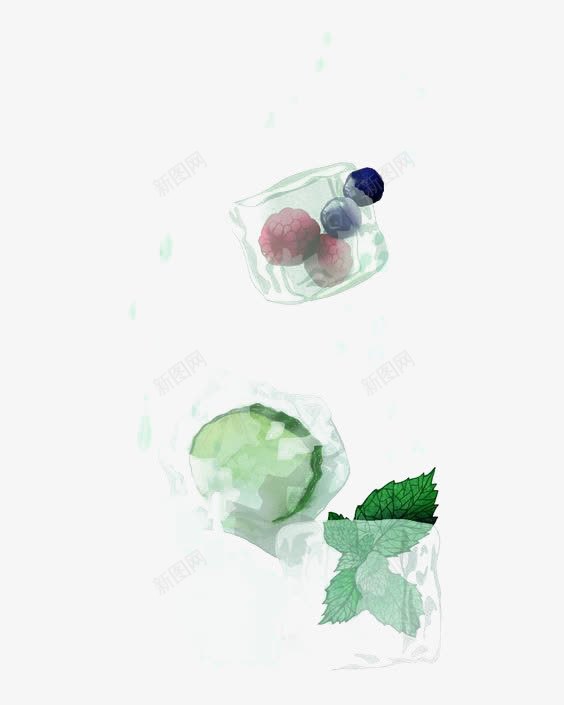 水彩冰块png免抠素材_88icon https://88icon.com 冰块 卡通 手绘 插画 柠檬 薄荷