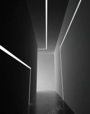 黑色空间感室内走廊建筑背景背景