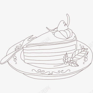 黑色羽翼手绘线条蛋糕线条图标图标