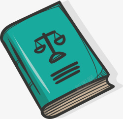 手绘绿色法律书籍矢量图素材