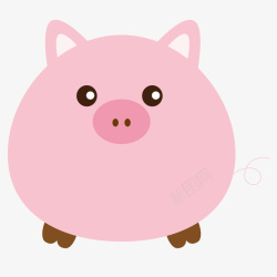 黑色圆形标识可爱粉色小猪卡通动物矢量图高清图片