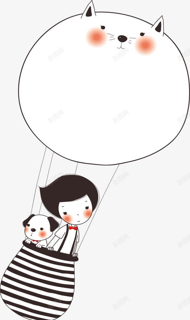 坐热气球的少女png免抠素材_88icon https://88icon.com 卡通 卡通气球 小人 小狗 手绘