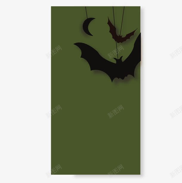 绿色蝙蝠卡片png免抠素材_88icon https://88icon.com 万圣节 万圣节邀请函 卡片装饰