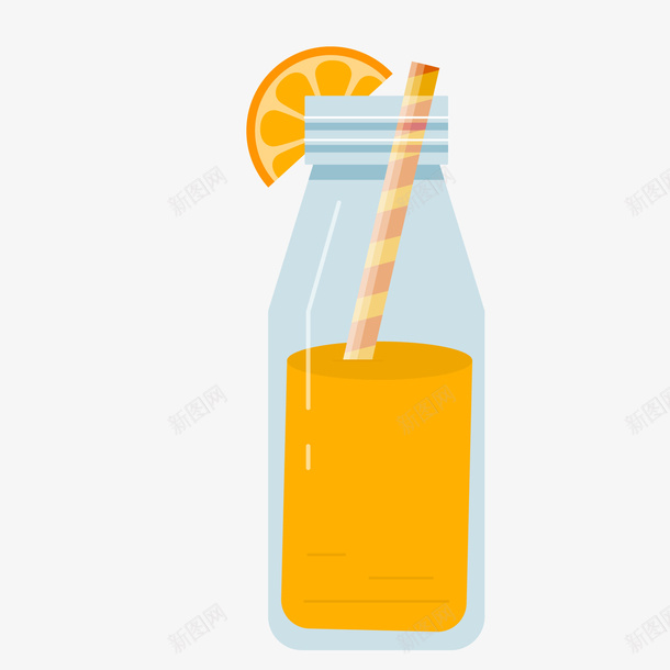 扁平化新鲜果汁png免抠素材_88icon https://88icon.com 卡通 果汁 橙汁 橙色 水果 维生素 饮品