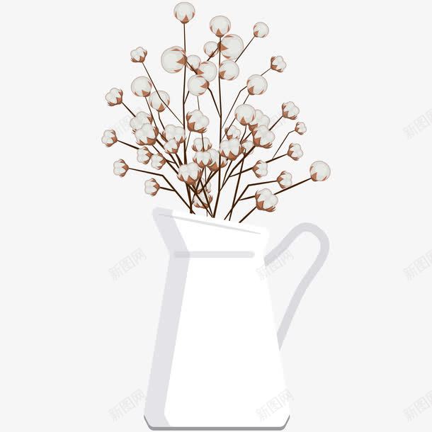 卡通棉花插花png免抠素材_88icon https://88icon.com 卡通 干净 插花 棉花 简约