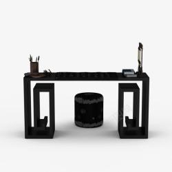 黑色简单古典中式书桌素材