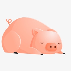 卡通睡觉的小猪动物矢量图素材