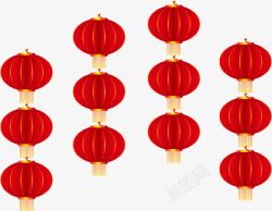 红色成串中国风灯笼婚礼素材