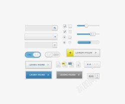 网页清新界面按钮选择框元素素材