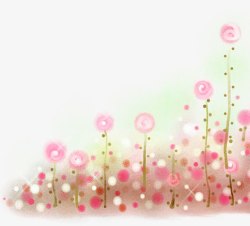 手绘粉色淡雅春日花朵植物素材