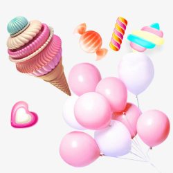 粉色糖果卡通冰淇淋和糖果高清图片
