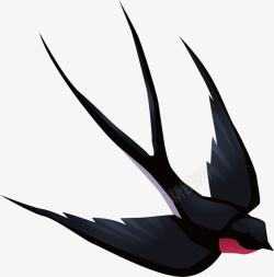 小鸟与紫色丝带黑色的小燕子矢量图高清图片