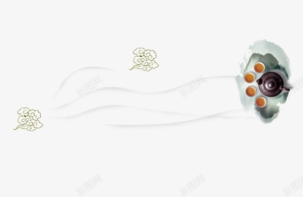 水墨茶具背景png免抠素材_88icon https://88icon.com 水墨背景 茶具 茶叶 茶文化 茶杯