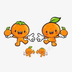 橘子卡通素材两只可爱的卡通香橙高清图片