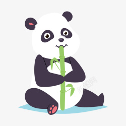 黑色熊猫吃着竹子的熊猫高清图片