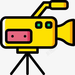 电影录制黄色摄影机图标高清图片