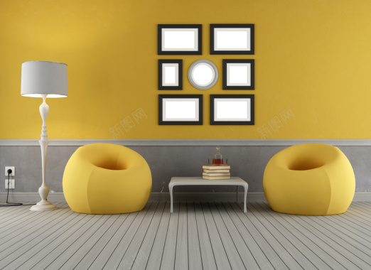 黄色主题沙发背景背景