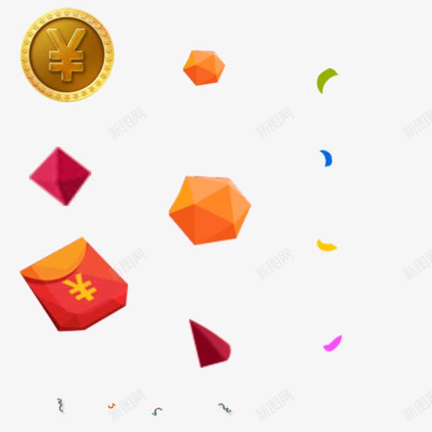 红包金币不规则体漂浮png免抠素材_88icon https://88icon.com 不规则 漂浮 红包 金币