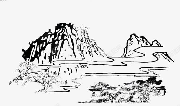 简笔山水画线稿png免抠素材_88icon https://88icon.com 山水条纹 山水画 山水画壁纸 山水简笔画 简笔山水画 简笔画 线条