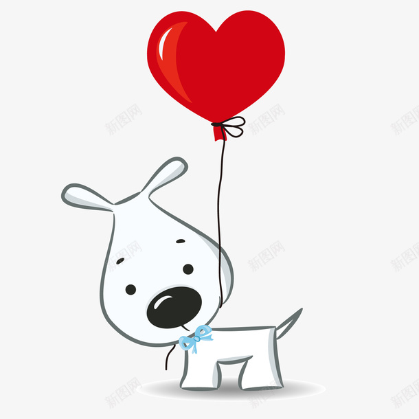 卡通绑着气球的小狗矢量图ai免抠素材_88icon https://88icon.com 动物设计 卡通 宠物狗 气球 爱心 节日 矢量图