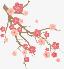 粉色中国风花枝植物素材