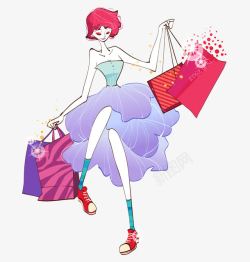 彩色购物袋购物的女人高清图片