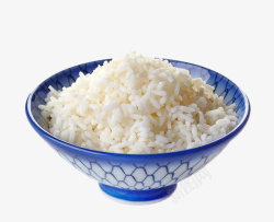 蓝色渐变饭碗里的白米饭素材