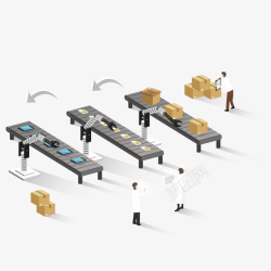 卡通工厂示意图工厂流水线卡通矢量图高清图片