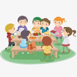 亲子宣传单踏青郊游户外野餐聚会手绘卡通素高清图片