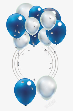 蓝色气球竖副矢量图素材
