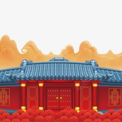 红色喜庆大门节日元素素材