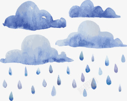 水彩雨滴矢量素材秋天下雨水彩雨滴矢量图高清图片