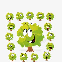 绿色树木表情包春天卡通素材