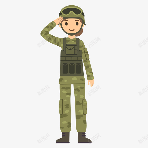 卡通女性军人矢量图ai免抠素材_88icon https://88icon.com 人物设计 军人 卡通 女性 扁平化 部队 矢量图